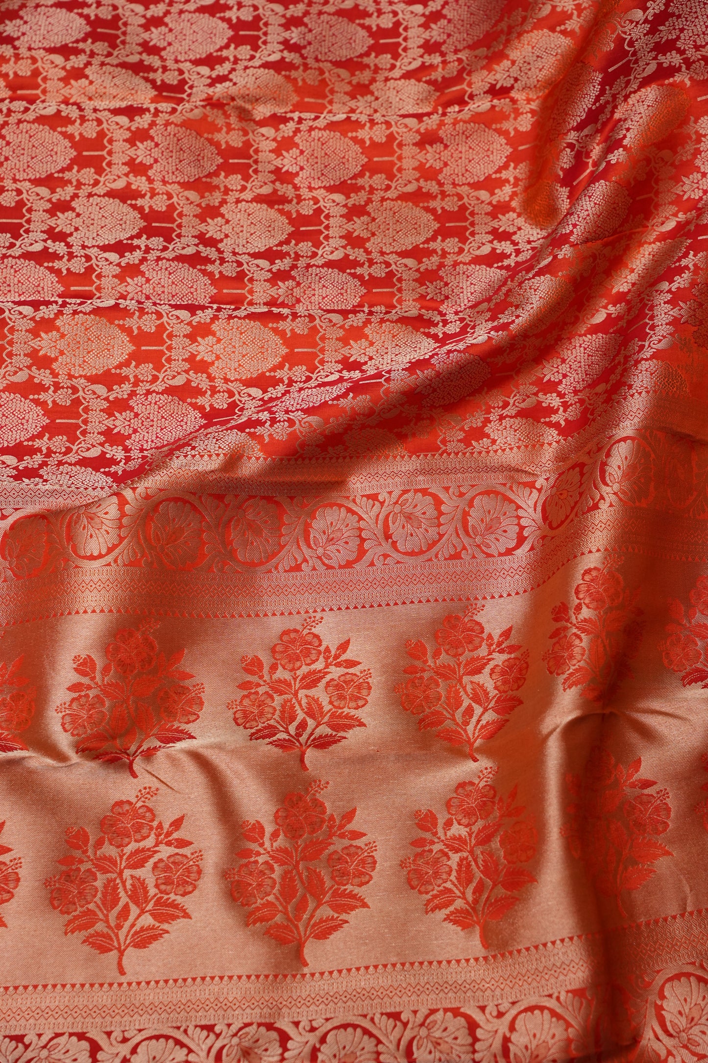 Pure Kanchivaram Silk Saree with Rich Gold Zari Weaving - Vibrant Coral Orange