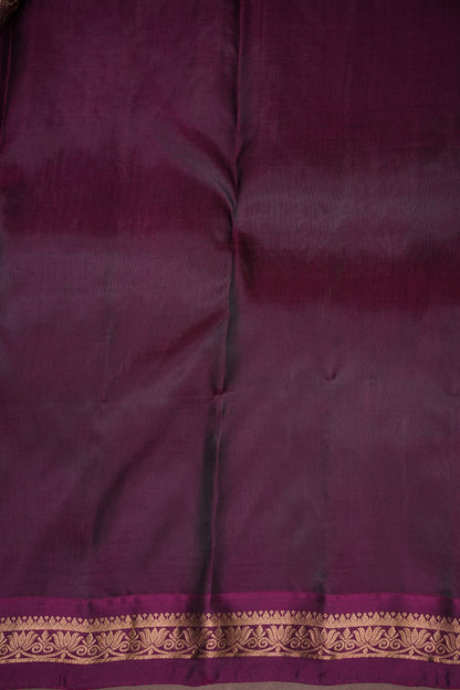 Olive Green Soft Silk Saree with Contrast Deep Purple Border