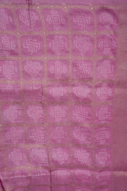 Pure Mellow Tissue Silk Saree with Bandhini Patterns - Ivory & Baby Pink