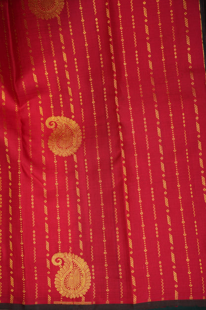 Red Borderless Pure Kanchivaram Silk Saree|Silk Mark Certified