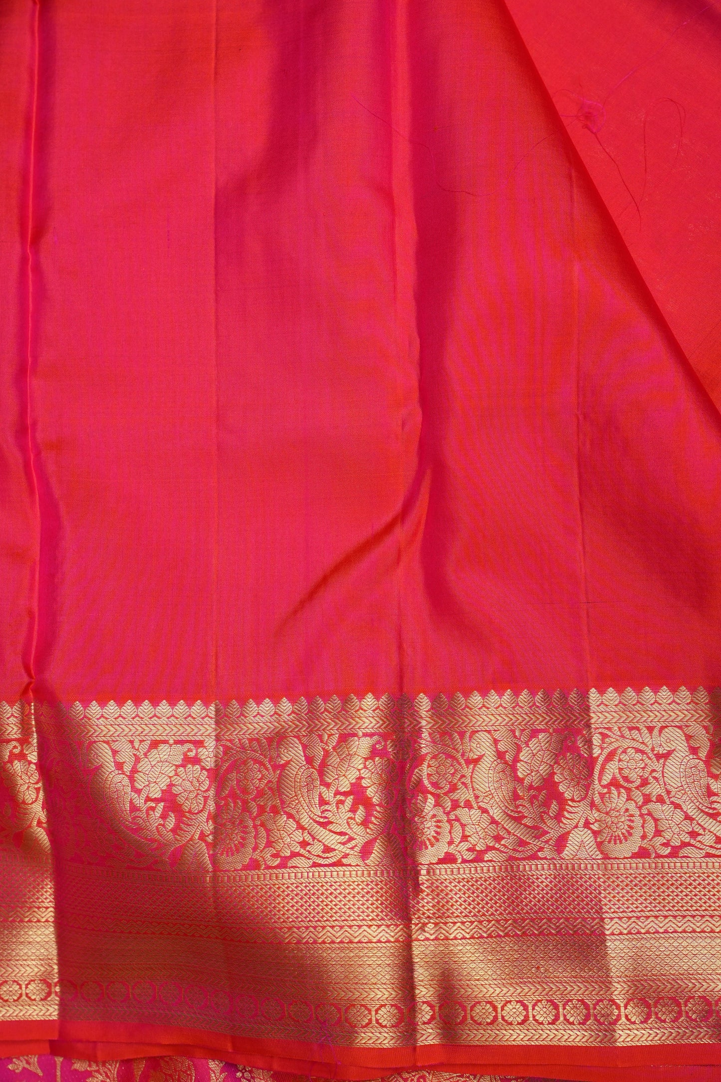 Rangkat Collection - Fiery Orange & Pink Dual Tone Kanchivaram Silk Saree with Rich Gold Zari Weave