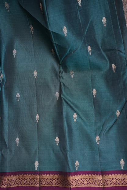 Teal Blue & Magenta Soft Silk Saree with Rich Zari Pallu