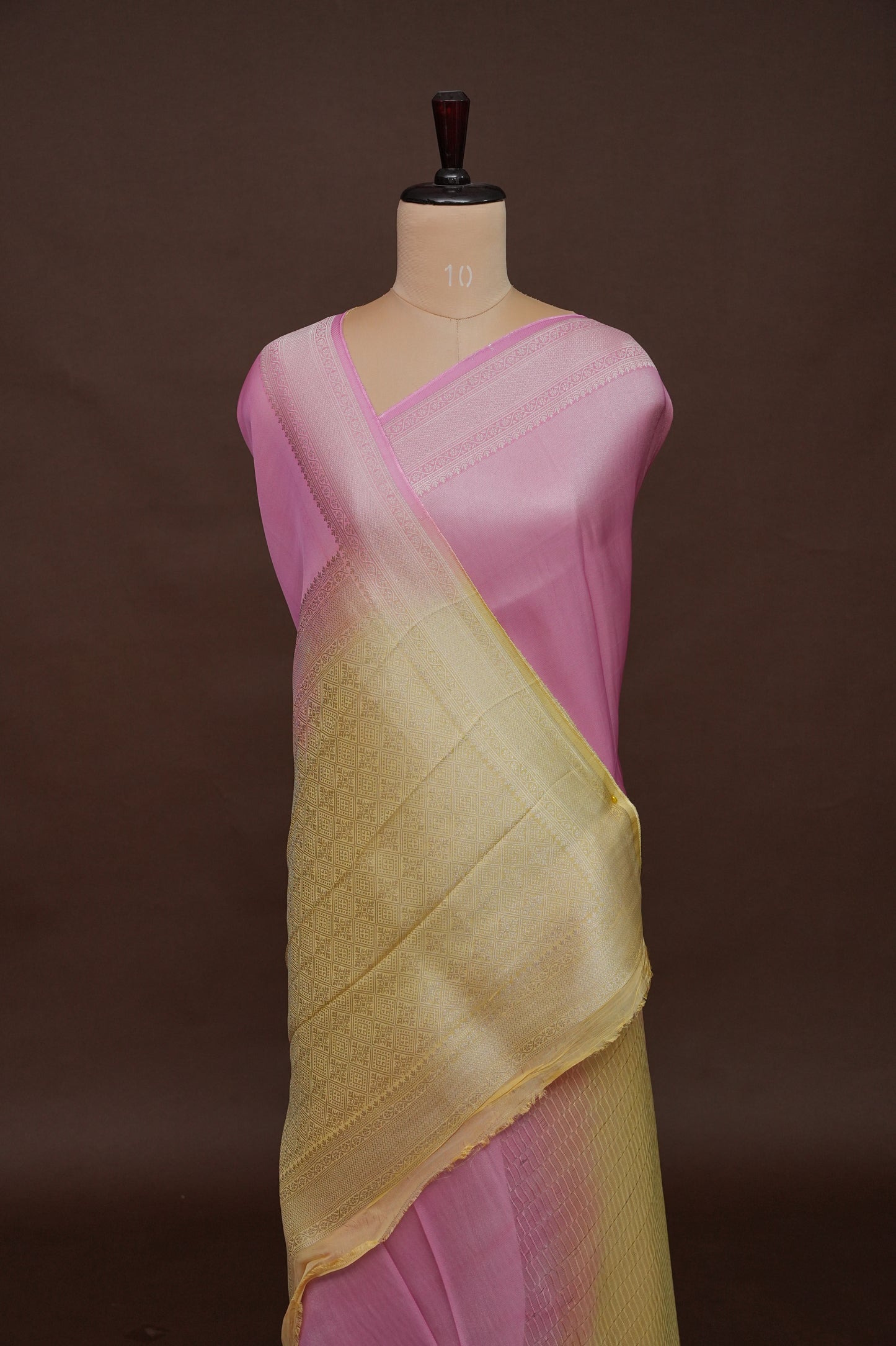 Soft Banarasi Silk Saree Ombre - Blush Pink and Green-Silk Mark Certified.