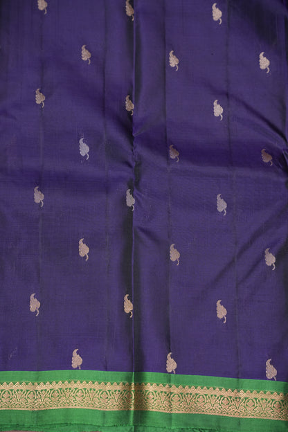 Deep Purple & Emerald Green Soft Silk Saree with Rich Zari Pallu