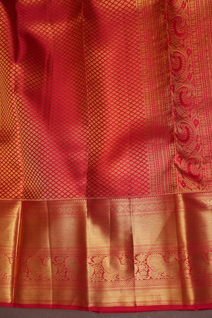 Bridal Classic Crimpson Red Pure Kanchivaram Silk Saree with Rich Gold Zari Weave|Silk Mark Certified