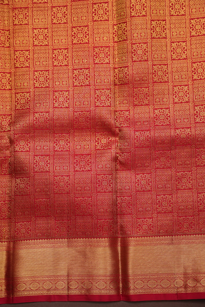 Bridal Classic Crimpson Red Pure Kanchivaram Silk Saree with Rich Gold Zari Weave|Silk Mark Certified