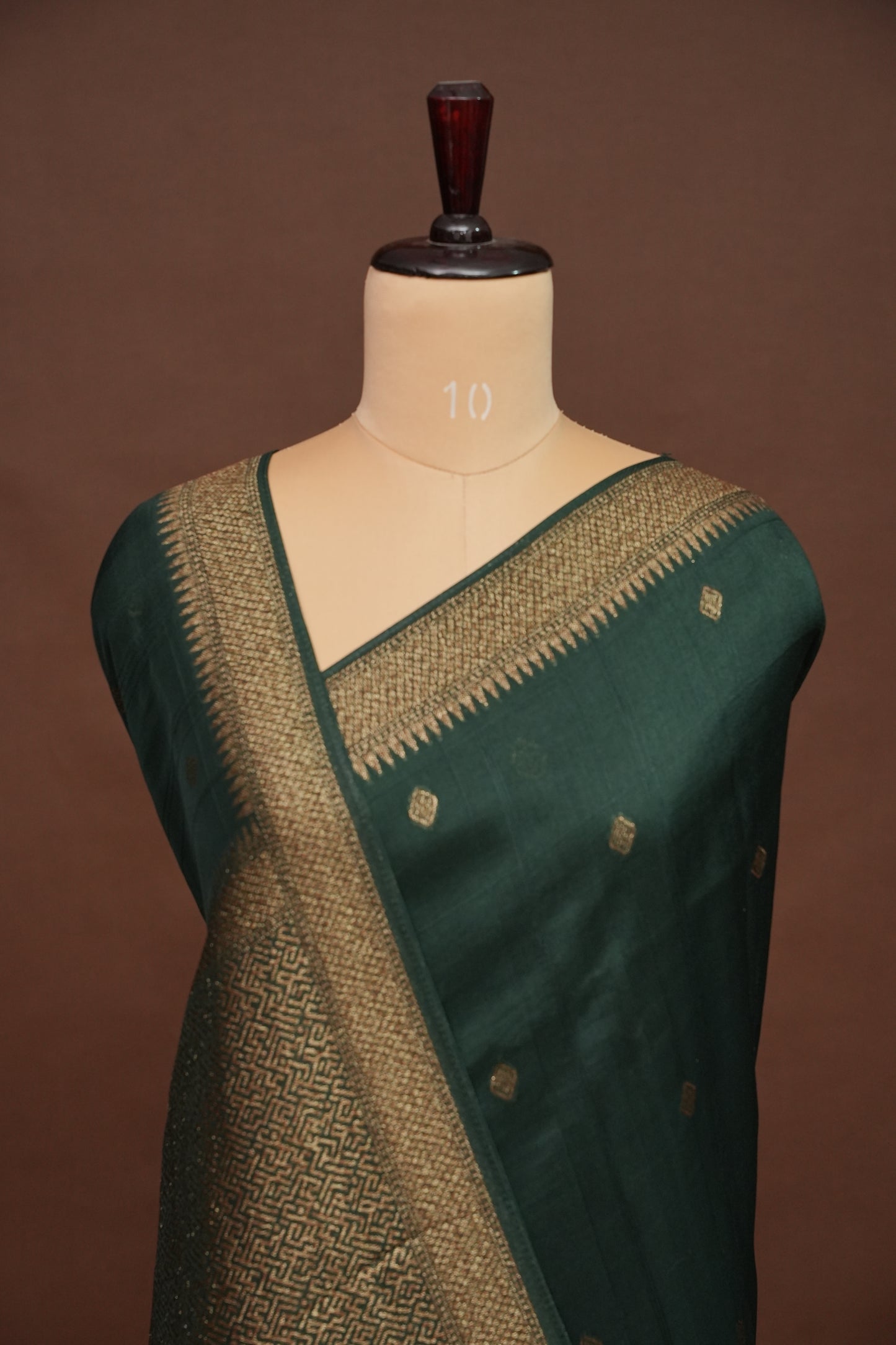 Forest Green  Semi Tussar Raw Silk Saree with Gold Woven Elegance