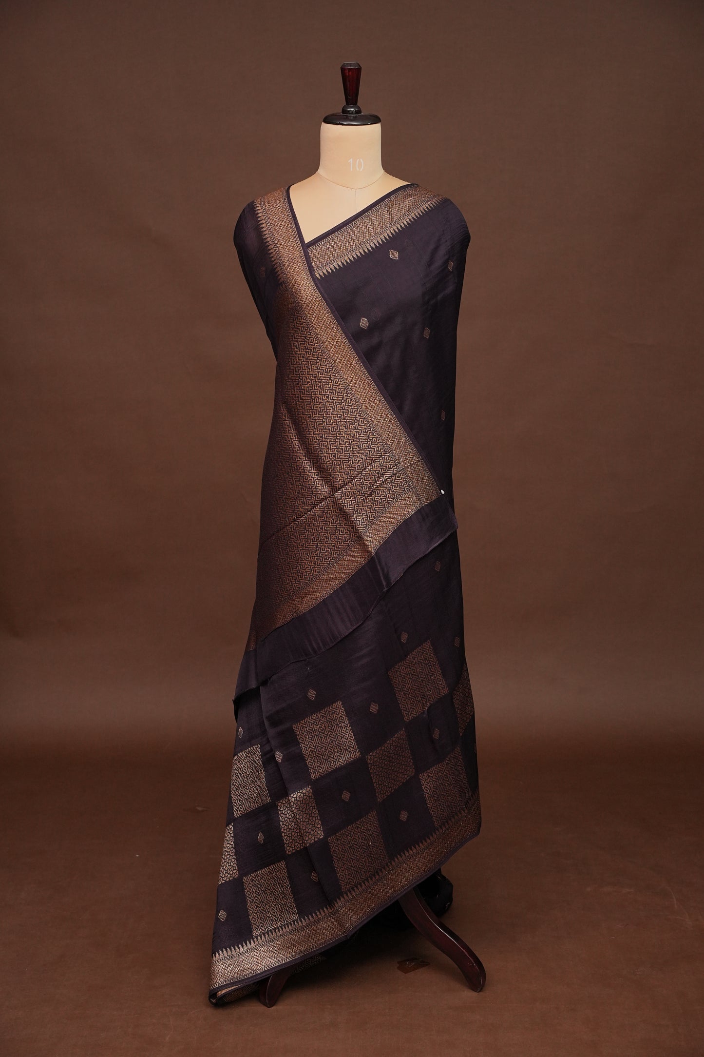 Coffee Brown Semi Tussar Raw Silk Saree with Gold Woven Elegance