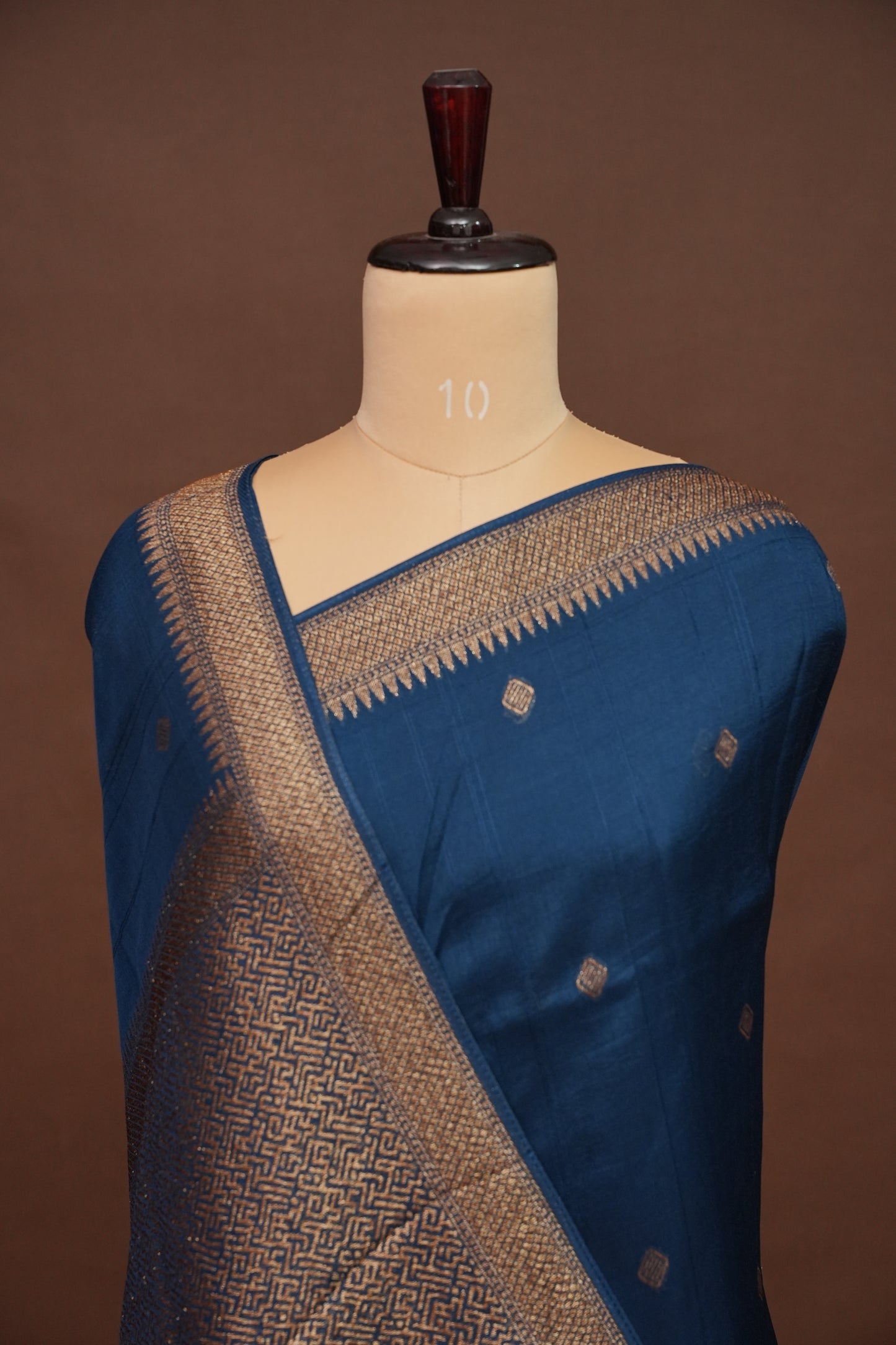 Teal Blue Tussar Raw Silk Saree with Gold Woven Elegance