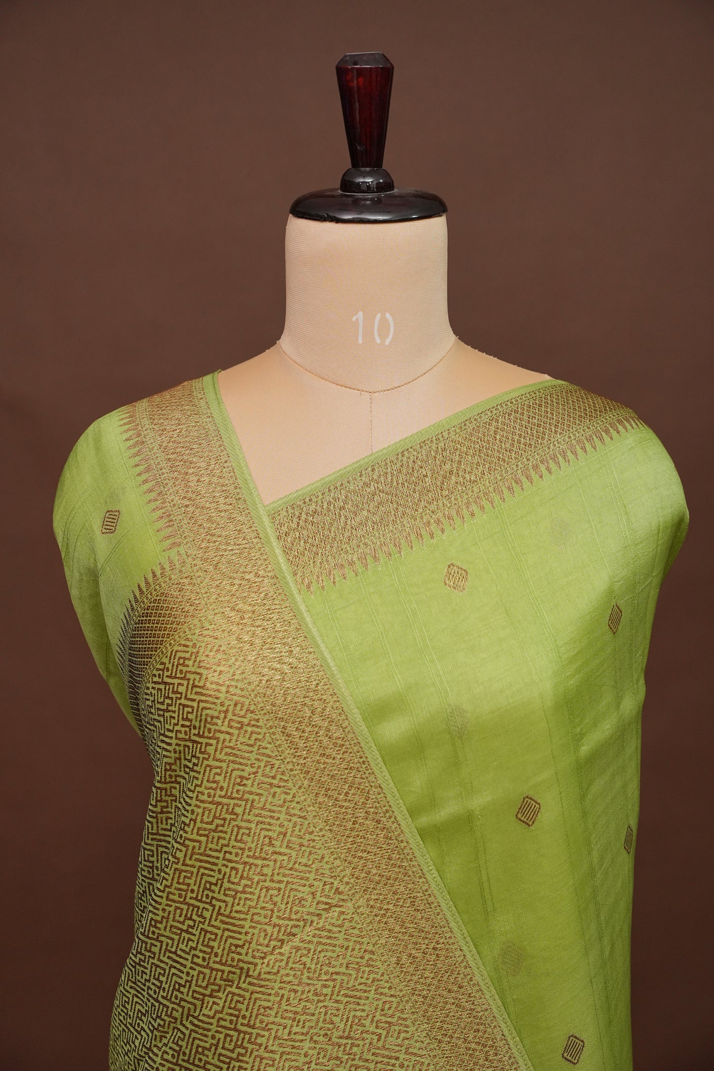 Parrot Green Semi Tussar Raw Silk Saree with Gold Woven Elegance