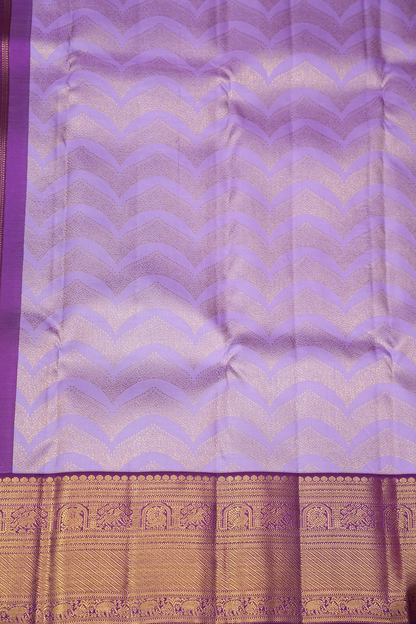 Lavender with Purple Pure Kanchivaram Silk Saree in 2 Gram Rich Gold Zari Weave|Silk Mark Certified