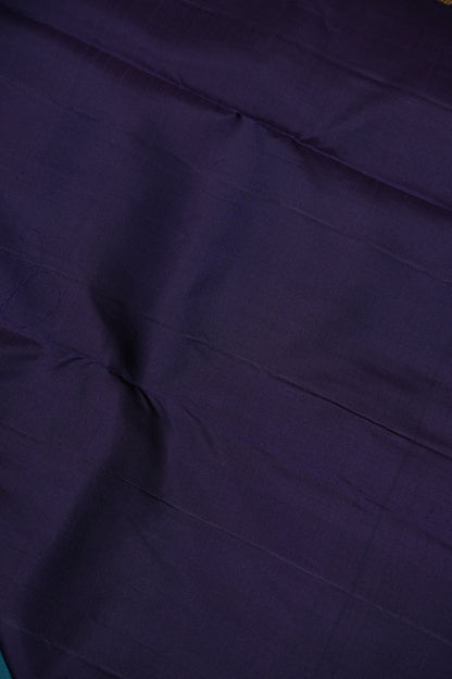 Teal Blue & Navy Border Pure Kanchivaram Silk Saree with Rich Gold Zari Pallu|Silk Mark Certified