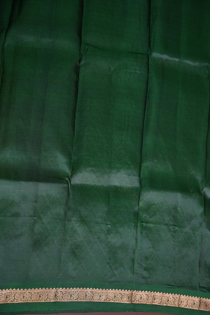Olive Green & Bottle Green soft Silk Saree with Rich Zari Pallu