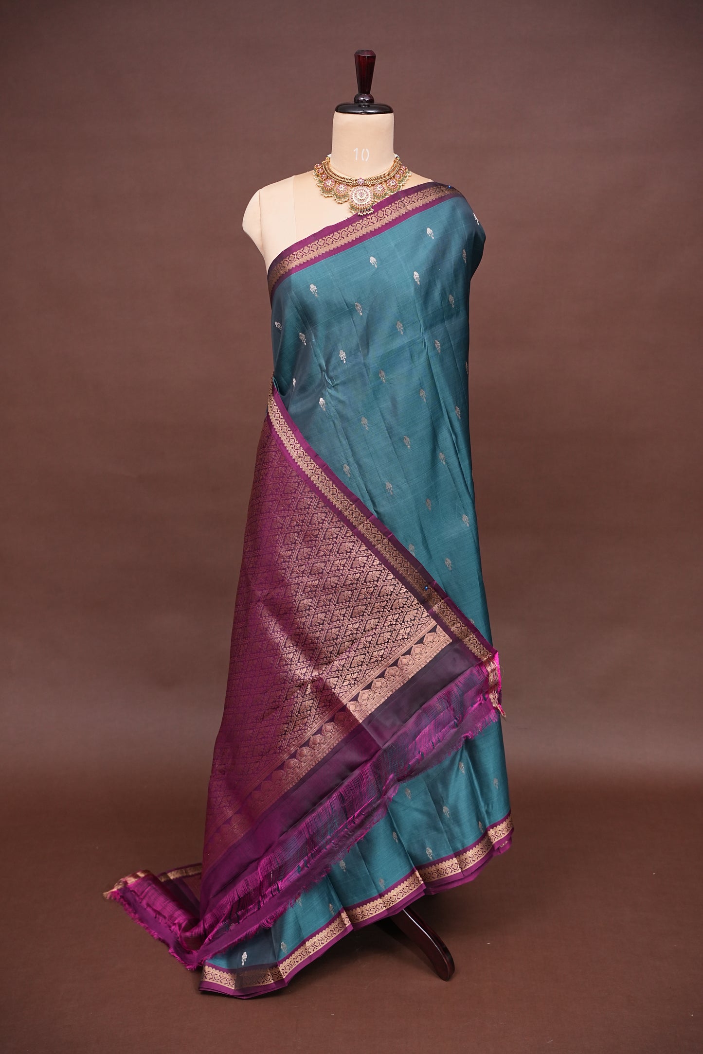 Teal Blue & Magenta Soft Silk Saree with Rich Zari Pallu