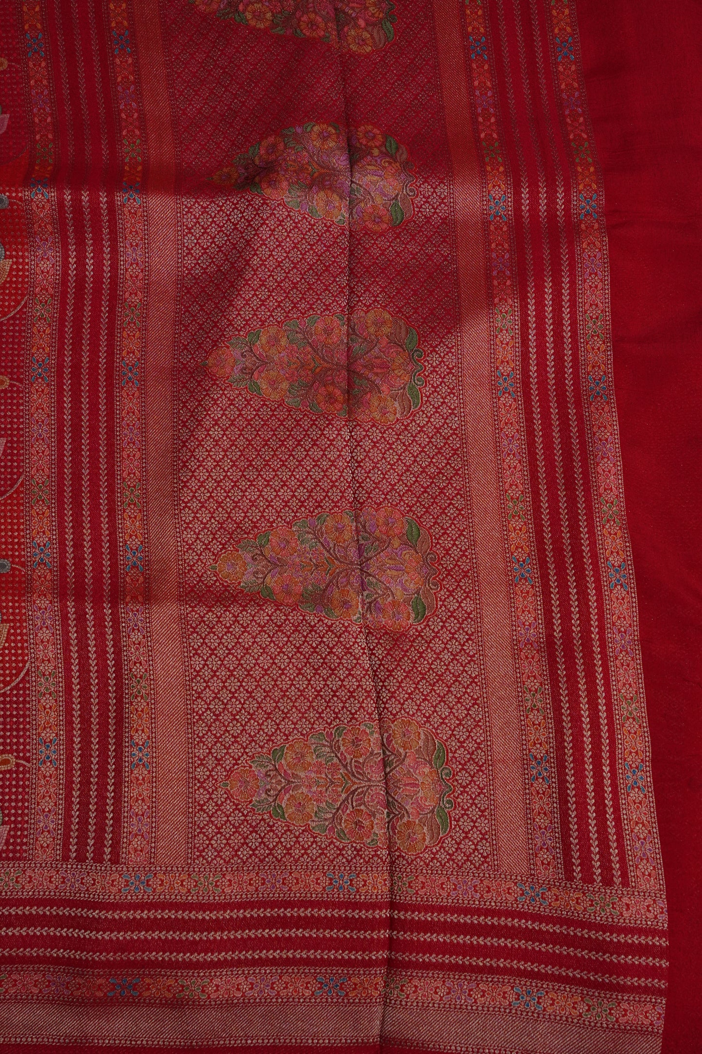 Kashmiri Pashmina Mellow Tissue Saree - Red