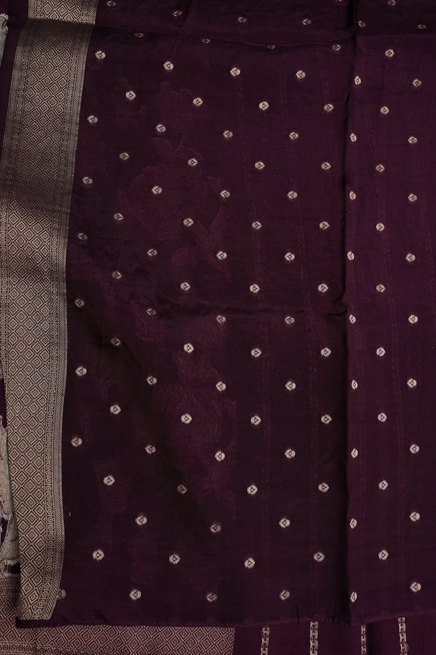 Tussar Banarasi Raw Silk Saree with Floral Paithani Weaves – Wine