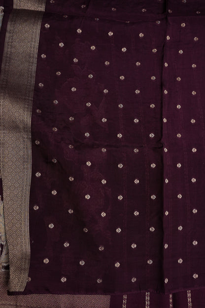 Tussar Banarasi Raw Silk Saree with Floral Paithani Weaves – Wine