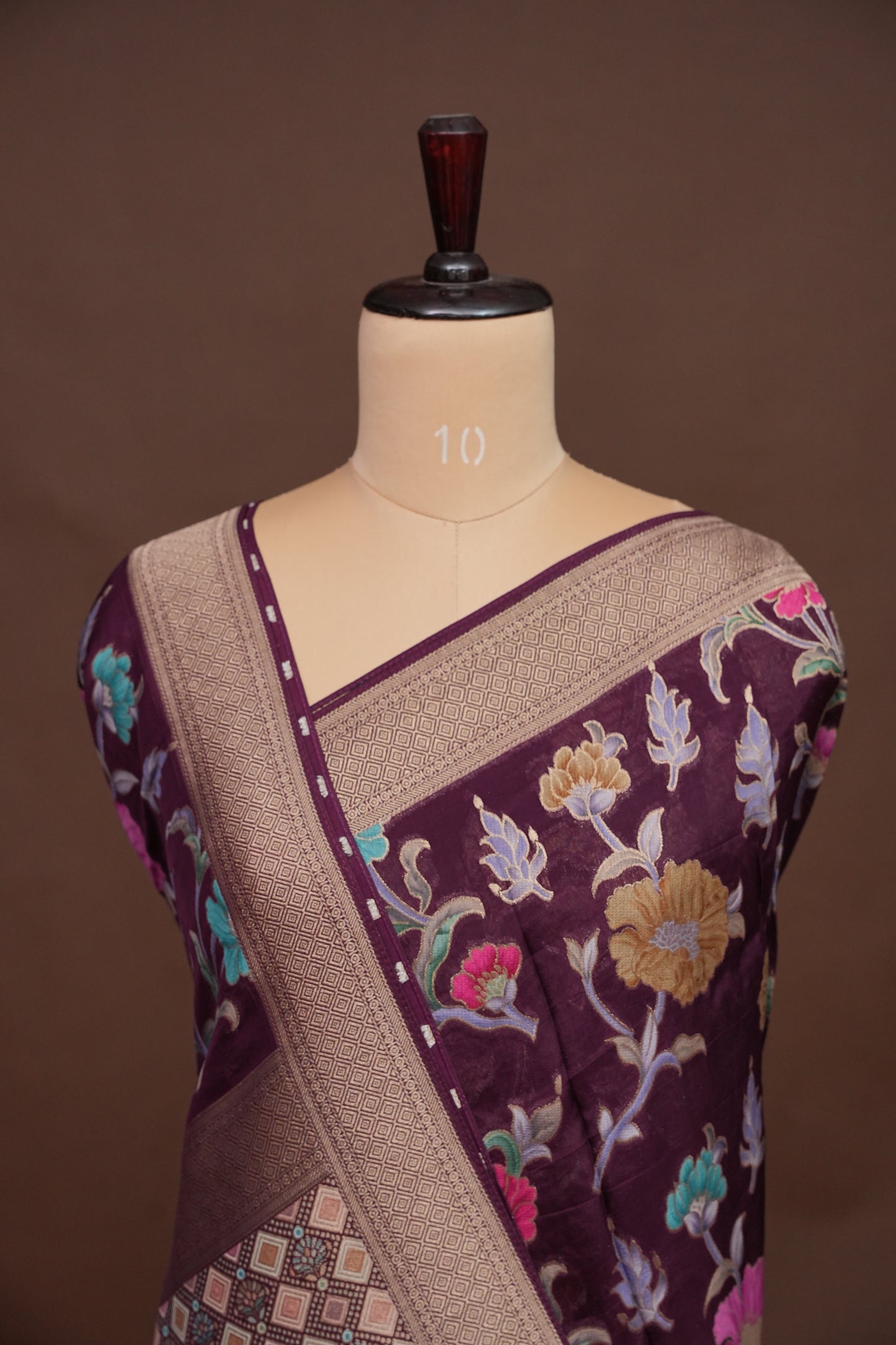 Tussar Banarasi Raw Silk Saree with Floral Paithani Weaves – Wine
