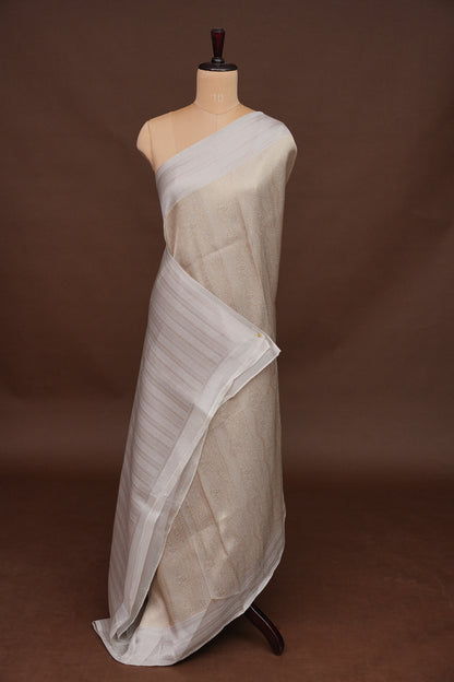 Soft Banarasi Silk Saree - Half White