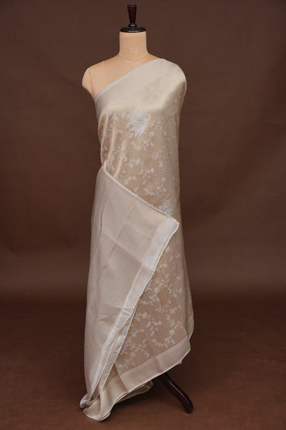 Soft Banarasi Silk Saree - Half White