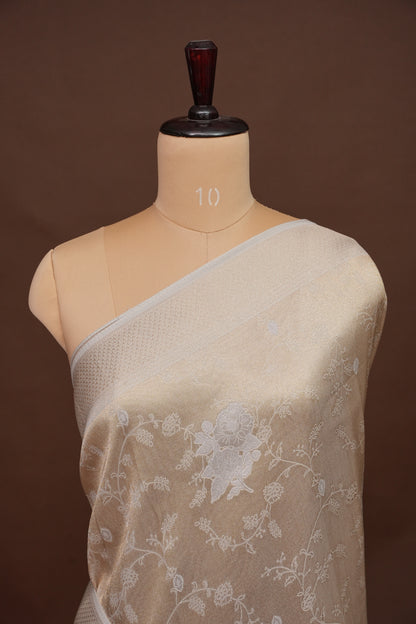 Soft Banarasi Silk Saree - Half White