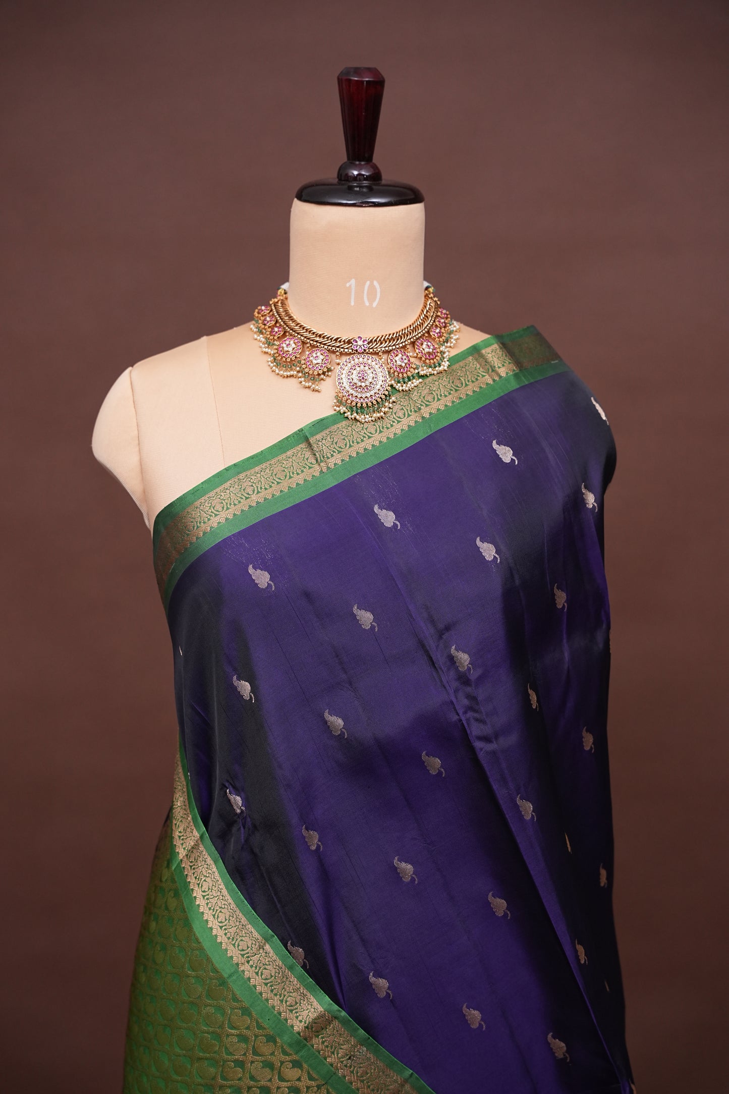 Deep Purple & Emerald Green Soft Silk Saree with Rich Zari Pallu