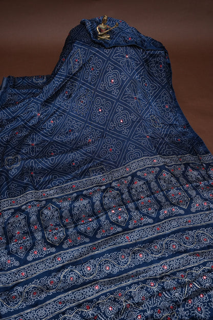 Gajji Silk Saree-Peacock Blue