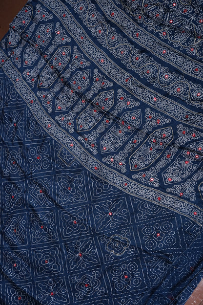 Gajji Silk Saree-Peacock Blue