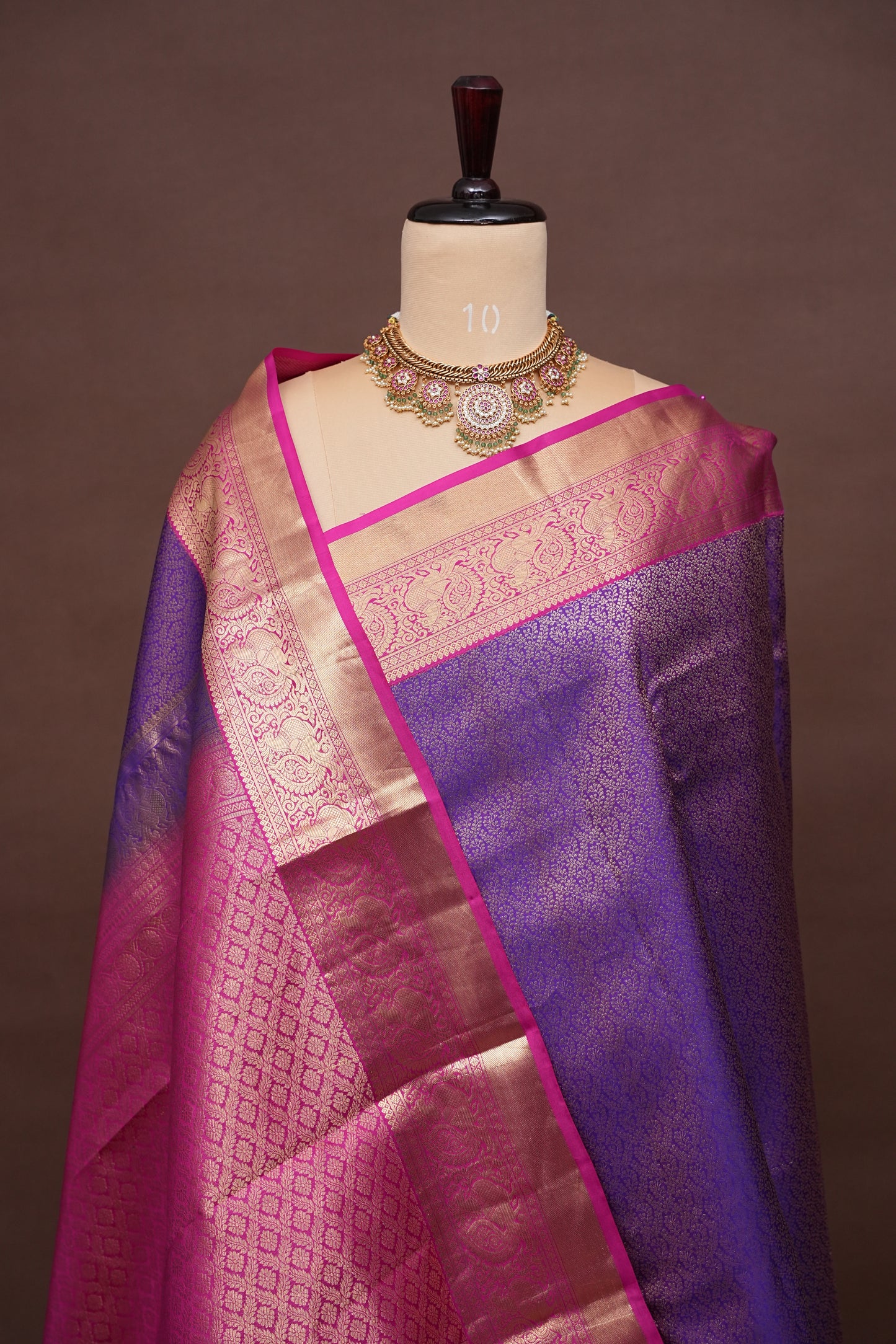 Dual Tone Pink & Royal Purple Pure Kanchivaram Silk Saree with Rich Zari Weave|Silk Mark Certified