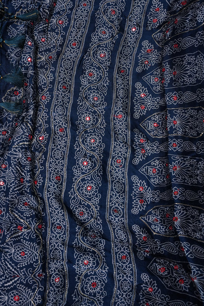 Gajji Silk Saree-Peacock Blue