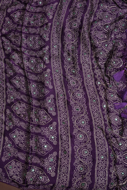 Gajji Silk Saree-Deep Purple