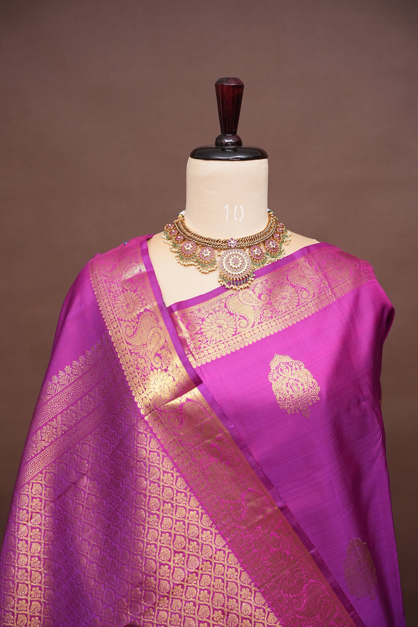 Magenta Pure Kanjivaram Silk Saree with Rich Gold Zari Weaving|Silk Mark Certified