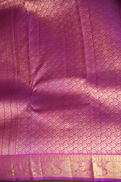 Magenta Pure Kanjivaram Silk Saree with Rich Gold Zari Weaving|Silk Mark Certified