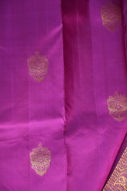 Magenta Pure Kanjivaram Silk Saree with Rich Gold Zari Weaving|Silk Mark Certified