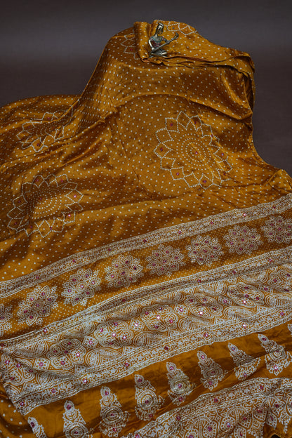 Gajji Silk Saree-Mustard yellow