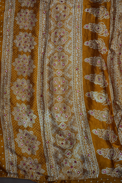 Gajji Silk Saree-Mustard yellow