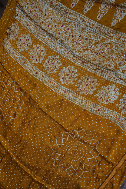 Gajji Silk Saree-Mustard yellow