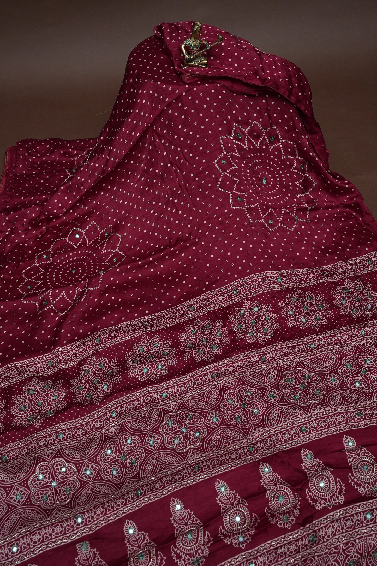 Gajji Silk Saree-Deep Red