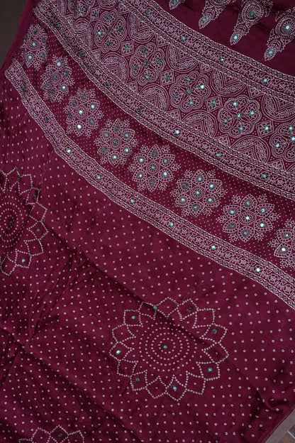 Gajji Silk Saree-Deep Red