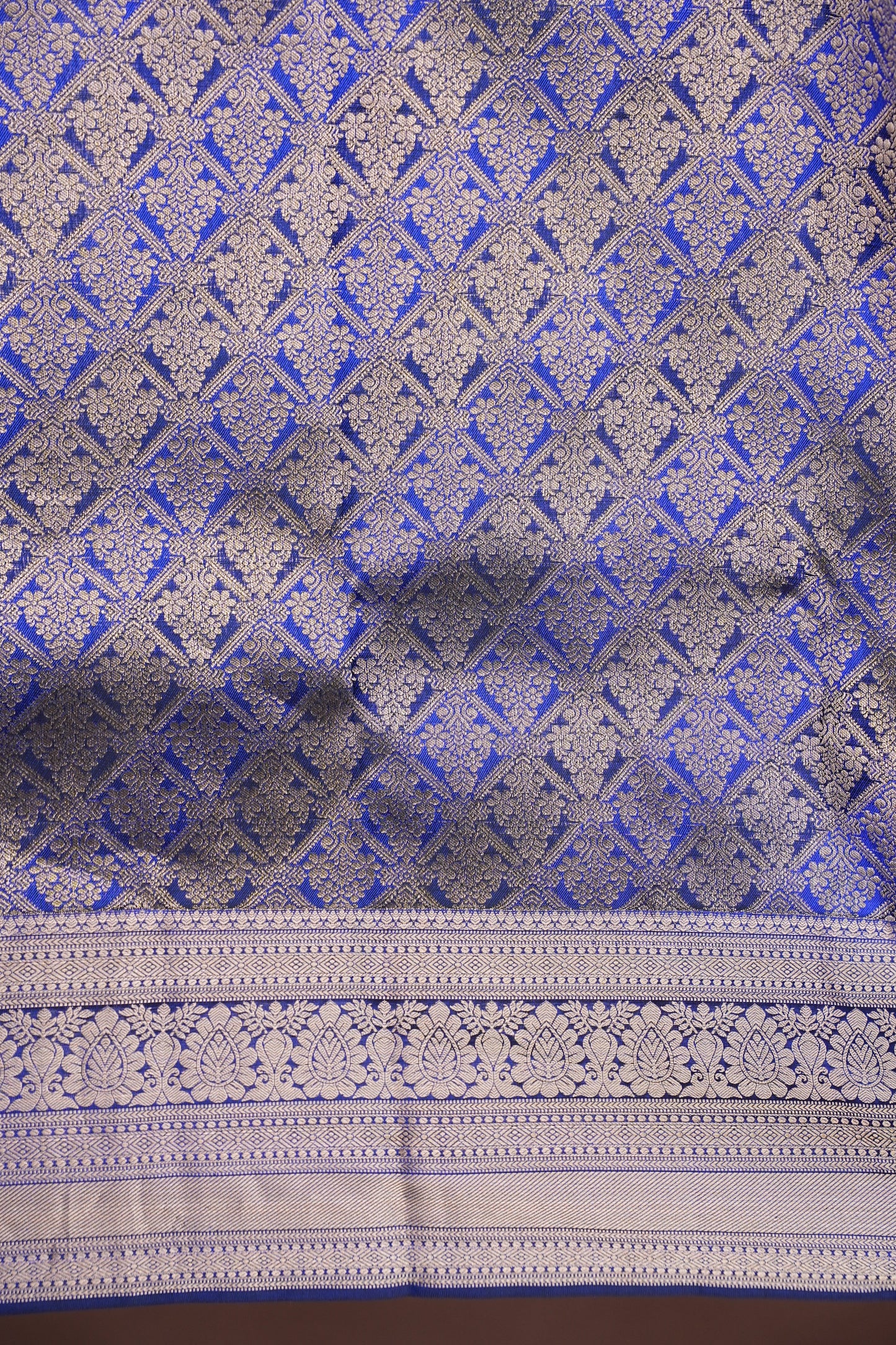 Royal Blue Brocade Pure Kanchivaram Silk Saree with Antique Gold Zari|Silk Mark Certified