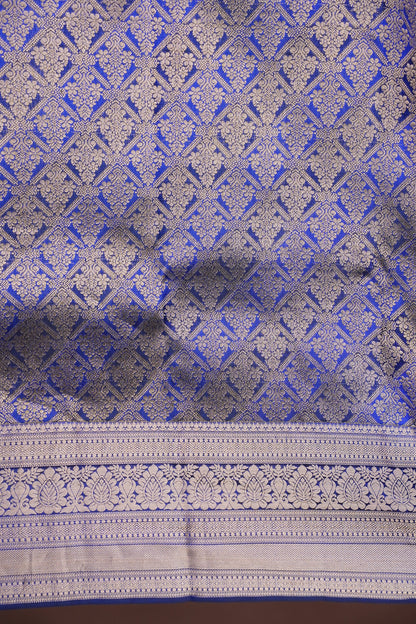 Royal Blue Brocade Pure Kanchivaram Silk Saree with Antique Gold Zari|Silk Mark Certified