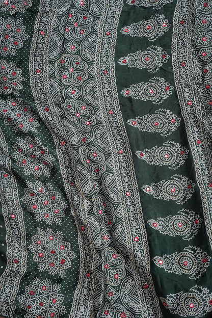 Gajji Silk Saree-Emerald Green