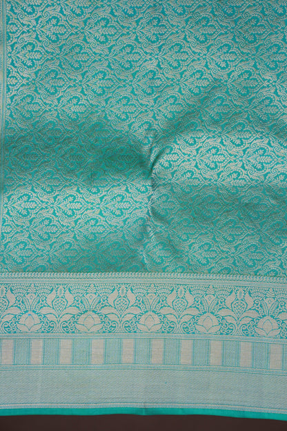Teal Green Pure Kanchivaram Silk Saree with Antique Gold Zari Weave|Silk Mark Certified