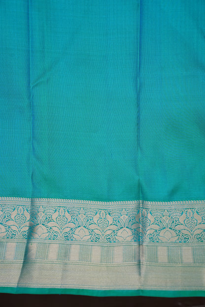 Teal Green Pure Kanchivaram Silk Saree with Antique Gold Zari Weave|Silk Mark Certified