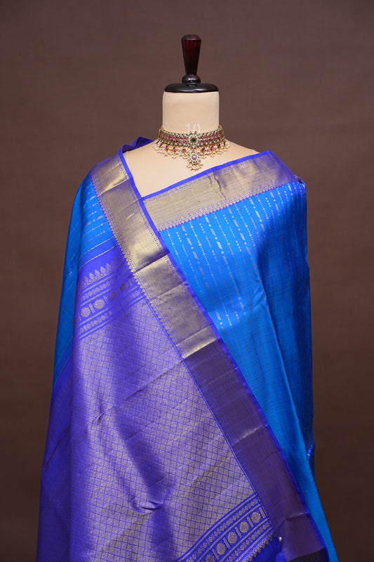 Royal Blue Pure Kanchivaram Silk Saree with Gold Zari|Silk Mark Certified