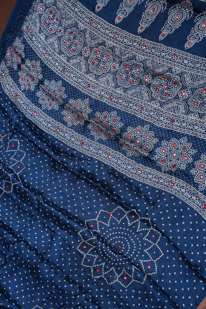 Gajji Silk Saree-Indigo Blue