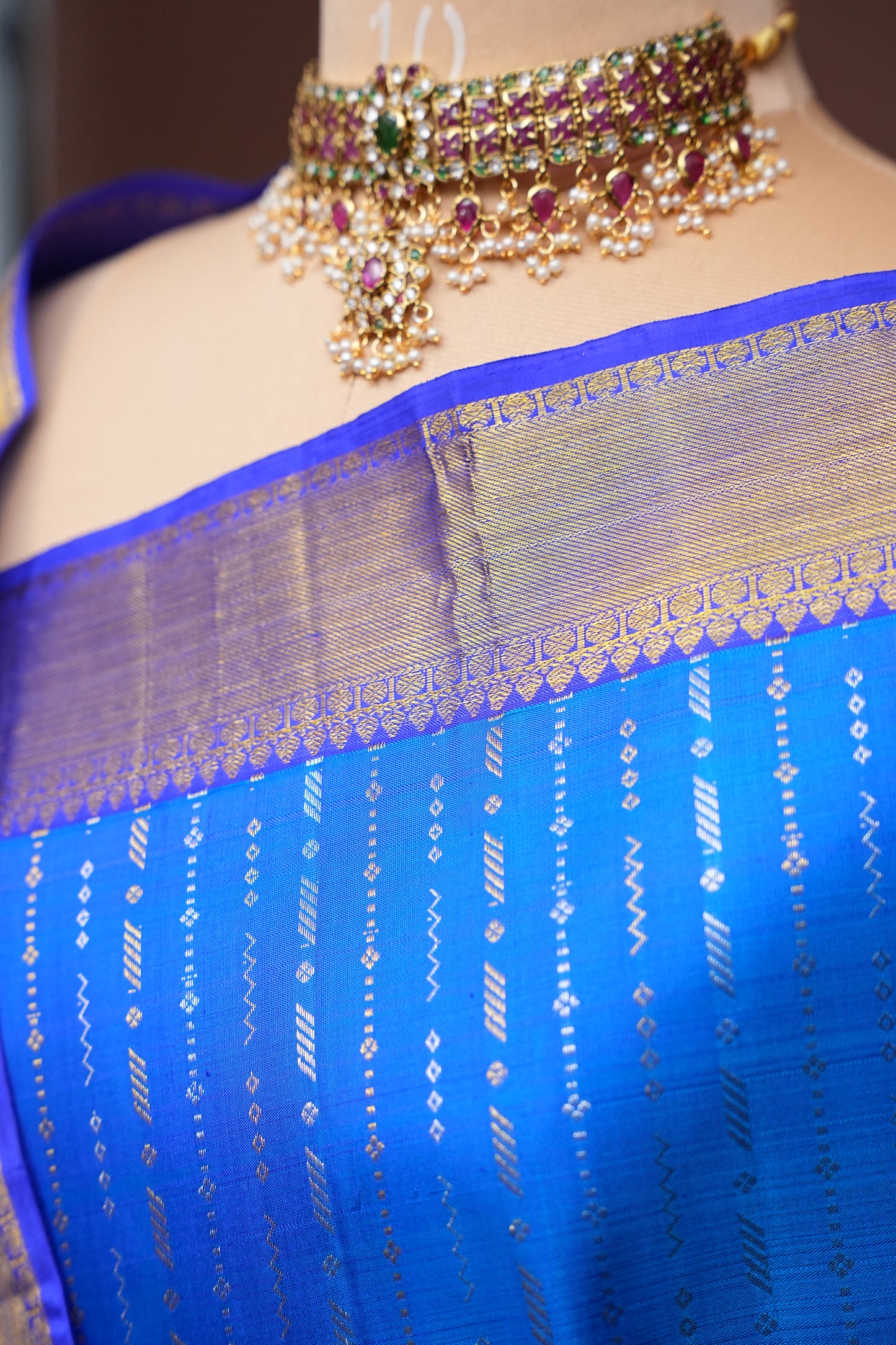 Royal Blue Pure Kanchivaram Silk Saree with Gold Zari|Silk Mark Certified