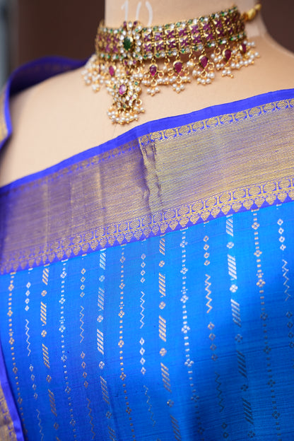 Royal Blue Pure Kanchivaram Silk Saree with Gold Zari|Silk Mark Certified