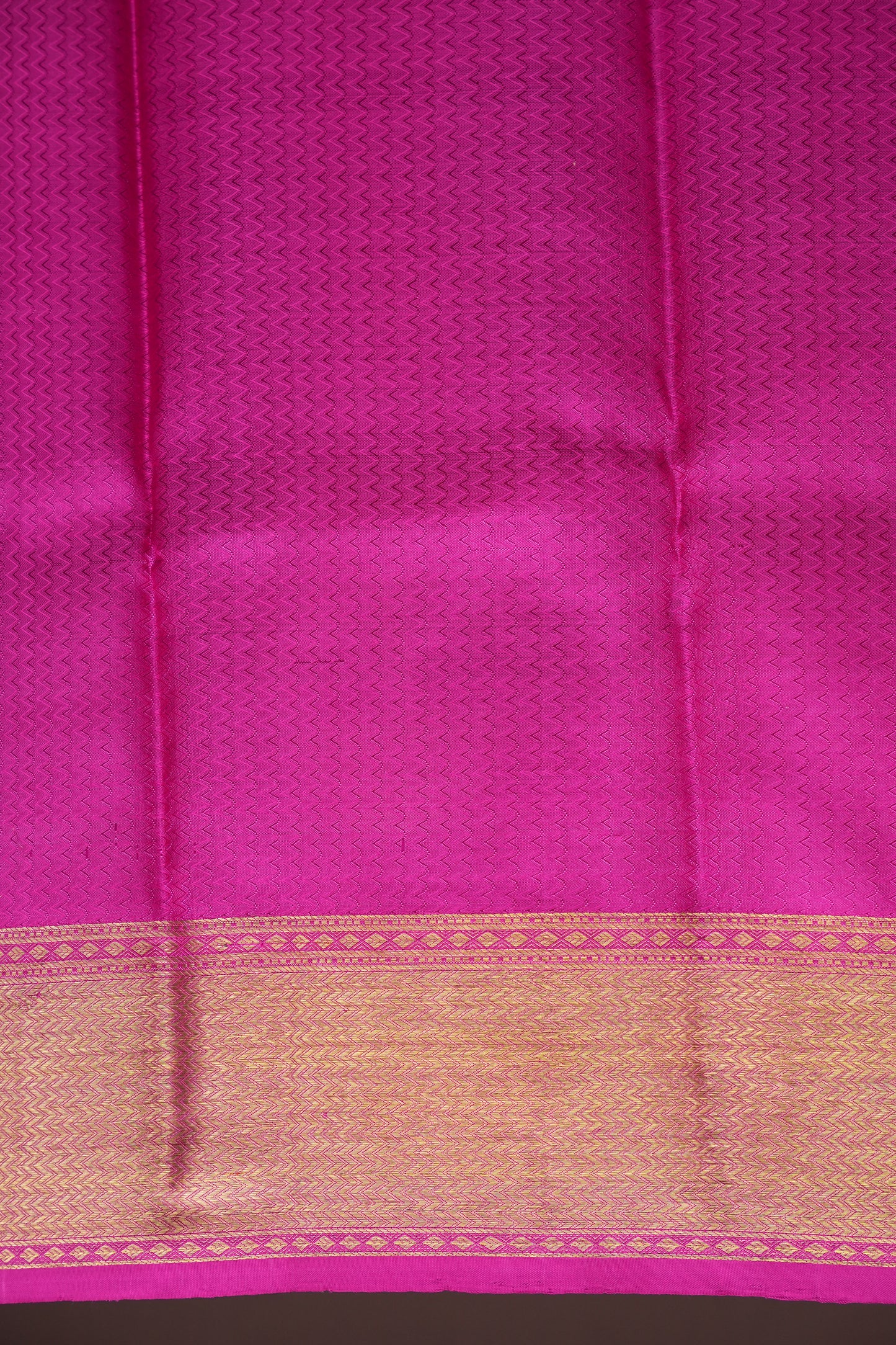 Pure Kanchivaram Silk Saree with Rich Gold Zari - Vermilion Orange with Pink