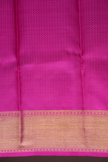 Pure Kanchivaram Silk Saree with Rich Gold Zari - Vermilion Orange with Pink
